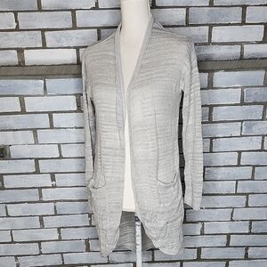 H by Halston Women's Long Sleeve Light Gray Open Knit Cardigan Size XS Pockets